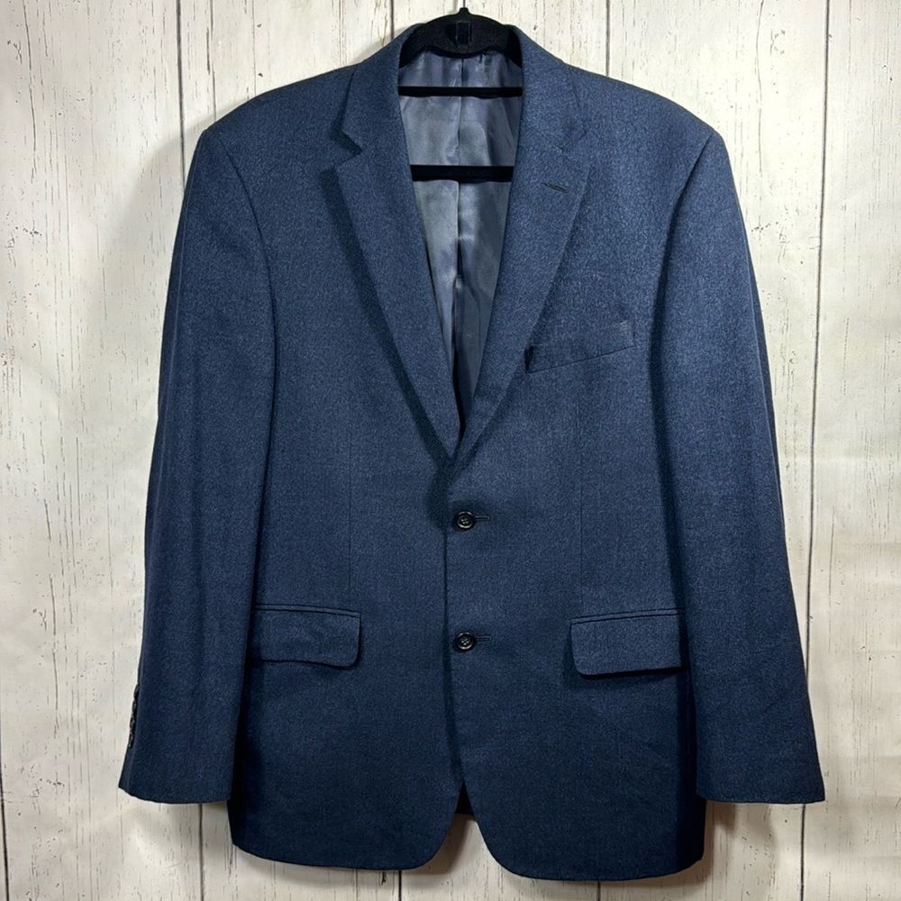 Jos A Bank Mens Linen Wool Blend Tailored Fit Navy Blue Casual Blazer Jacket